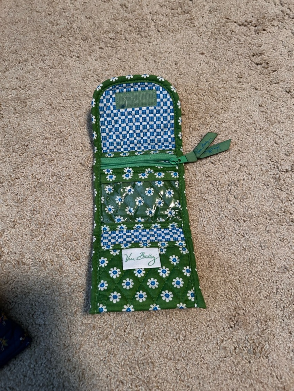 Vera Bradley Green Floral Quilted Coin Purse with Paisley Trim - Picture 3 of 3